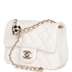 Chanel Classic Flag Bag Pearl Crush Mini Square Flap Bag White   Light Gold Hardware - Image 4