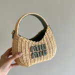 MIU MIU Hobo Woven Wicker Shoulder Bag Crossbody Bag - Image 4