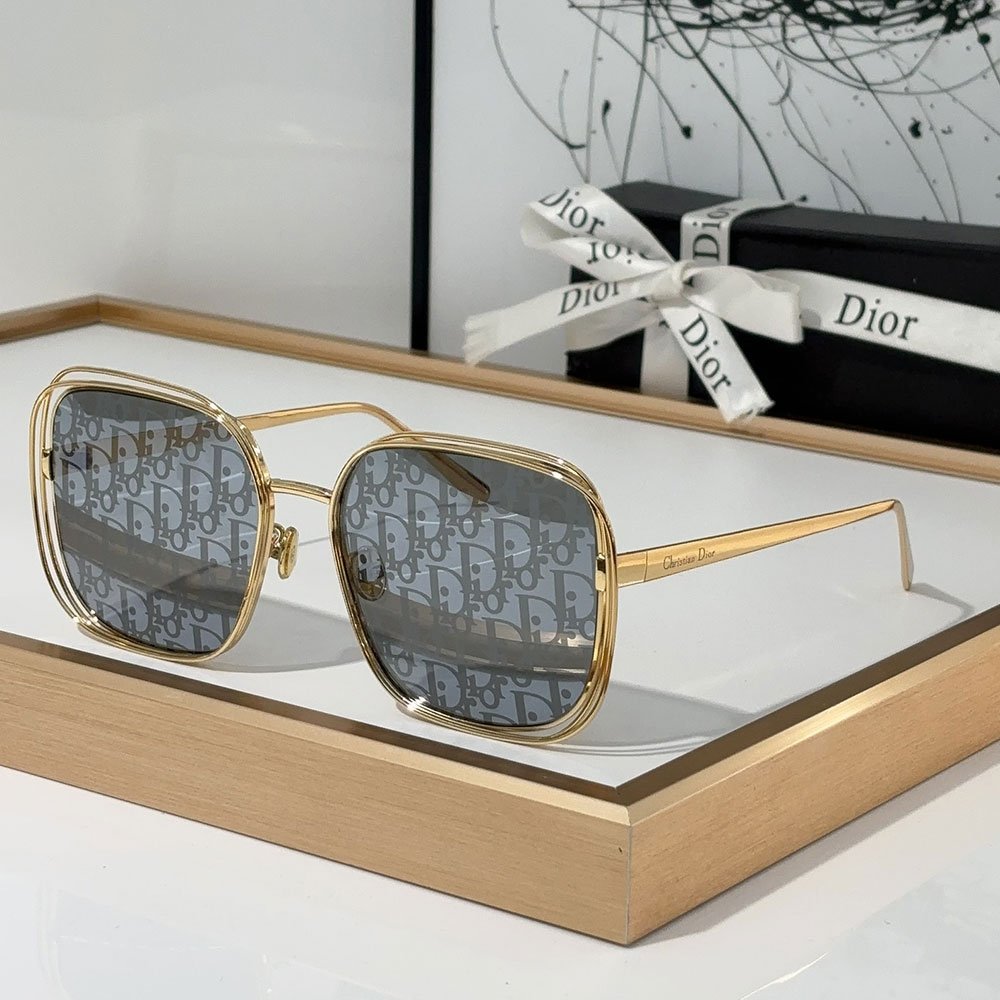 Dior Gold Metal Gold Frame Fashion sunglasses Top quality