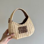 MIU MIU Hobo Woven Wicker Shoulder Bag Crossbody Bag - Image 3