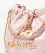 CHANEL 22 MINI HANDBAG Shiny Calfskin & Gold-Tone Metal Light Pink - Image 3